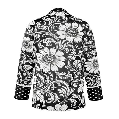 Silk Long Sleeve Floral Print with polka-dots